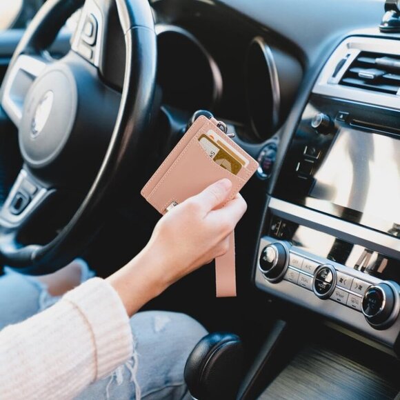 Slim Leather Card Holder RFID Block Wrislet Wallet for Women Compact Stylish - Picture 6 of 6